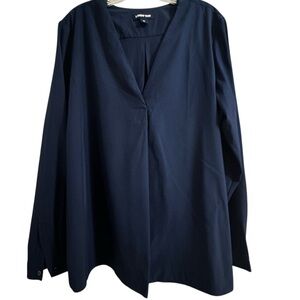 Lands End Navy blue long sleeve blouse size xL